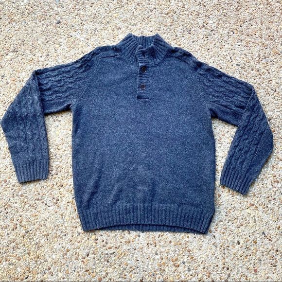 Timberland Men’s Gray Wool Blend  Cable Knit Sweater Size  L - Picture 1 of 9